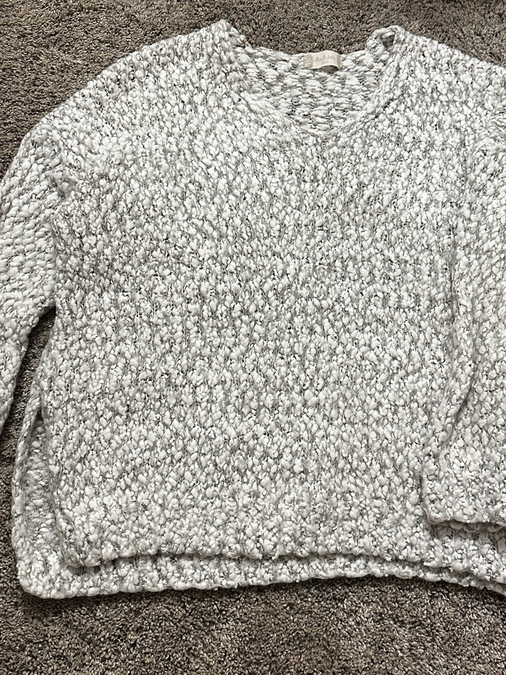#145 Altar'd State Chunky Scoop Neck Sweater - Light Gray/ white wool